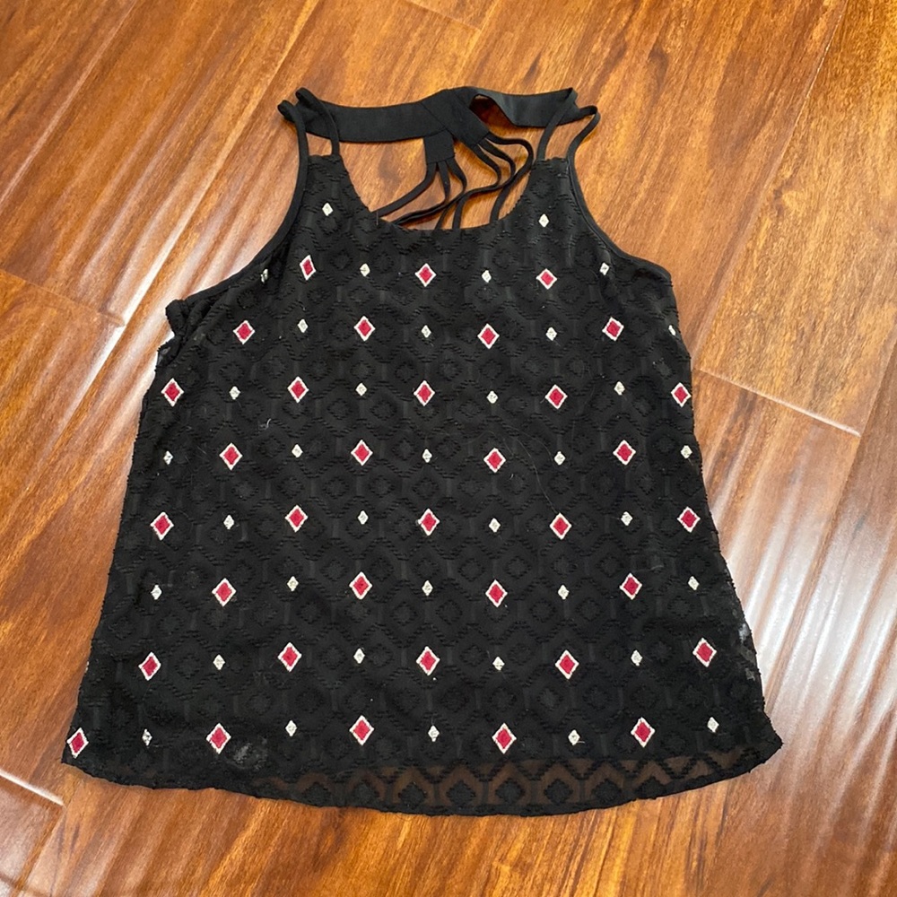 Cute Little black, silver, and red tank top